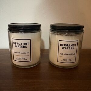 BATH AND BODY WORKS ~ WHITEBARN
~BERGAMOT WATERS ~Single Wick Candles ~ Lot of 2